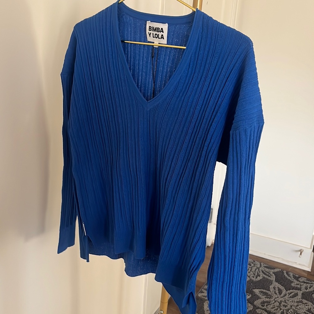 Royal Blue Bimba Y Lola V-Neck Sweater